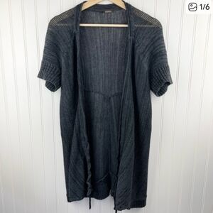 Free People Charcoal Gray Open-Front Knit Women's Sweater Cardigan size M